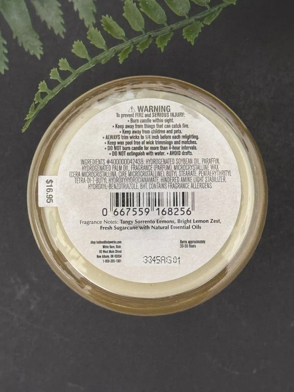 BBW Sugared Lemon Zest White Barn Bath & Body Works Single Wick Candle